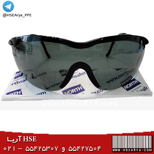 عینک ایمنی شیشه تیره (دودی) بغل دار مدل North - N-vision