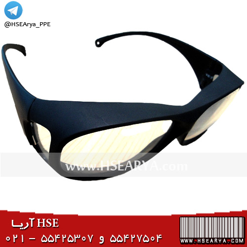 عینک ایمنی شیشه روشن بغل دار - دور مشكي